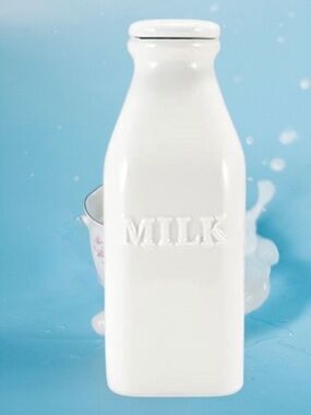 NWOT Glossy White Ceramic Milk Bottle Vase | Modern Cottage Farmhouse Decor